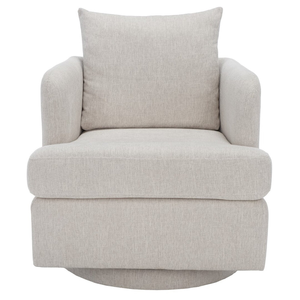 Safavieh Abbelina Swivel Accent Chair Taupe Wood / Fabric / Foam / Metal SFV5050A