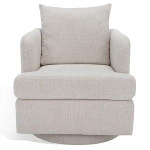 Safavieh Abbelina Swivel Accent Chair Taupe Wood / Fabric / Foam / Metal SFV5050A