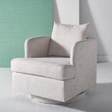 Safavieh Abbelina Swivel Accent Chair Taupe Wood / Fabric / Foam / Metal SFV5050A