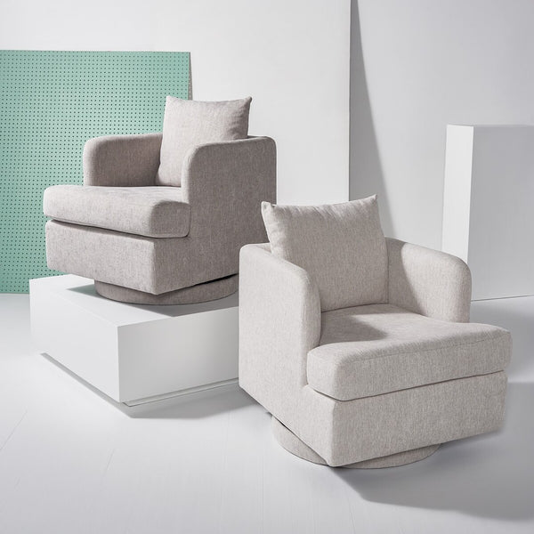 Safavieh Abbelina Swivel Accent Chair Grey Wood / Fabric / Foam / Metal SFV5050B