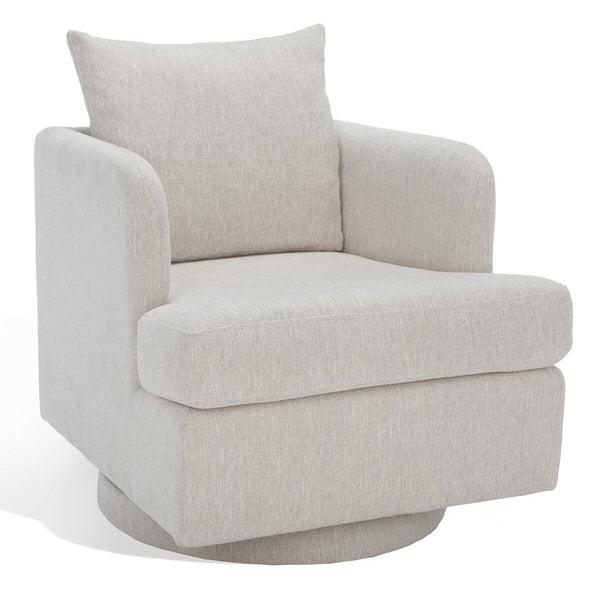 Safavieh Abbelina Swivel Accent Chair Taupe Wood / Fabric / Foam / Metal SFV5050A