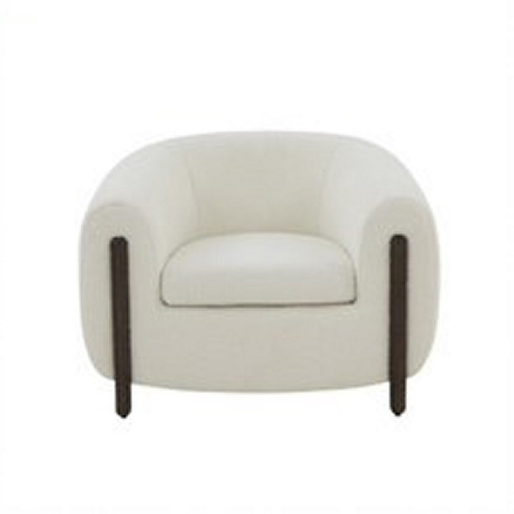 Safavieh Westley Boucle Barrel Back Accent Chair Ivory Wood / Fabric / Foam SFV5051A