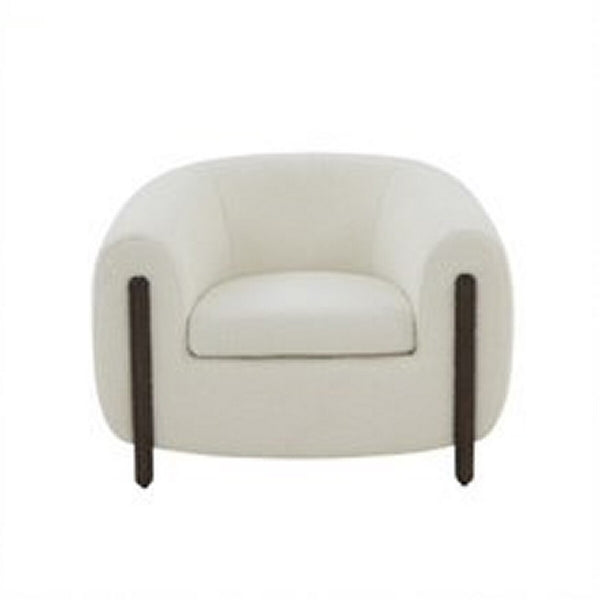Safavieh Westley Boucle Barrel Back Accent Chair Ivory Wood / Fabric / Foam SFV5051A