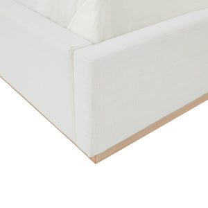 Safavieh Pippin Linen King Bed White / Natural Wood / Fabric / Foam SFV5063A-K-4BX