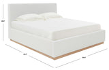 Safavieh Pippin Linen King Bed White / Natural Wood / Fabric / Foam SFV5063A-K-4BX