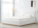 Safavieh Pippin Linen King Bed White / Natural Wood / Fabric / Foam SFV5063A-K-4BX