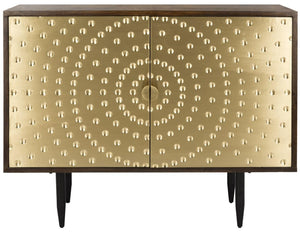 Safavieh Clara Tub Chair Quilted Swivel Walnut Shiny Brass Wood Mango Metal Couture SFV5524A 889048298842