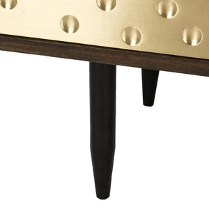 Safavieh Clara Tub Chair Quilted Swivel Walnut Shiny Brass Wood Mango Metal Couture SFV5524A 889048298842