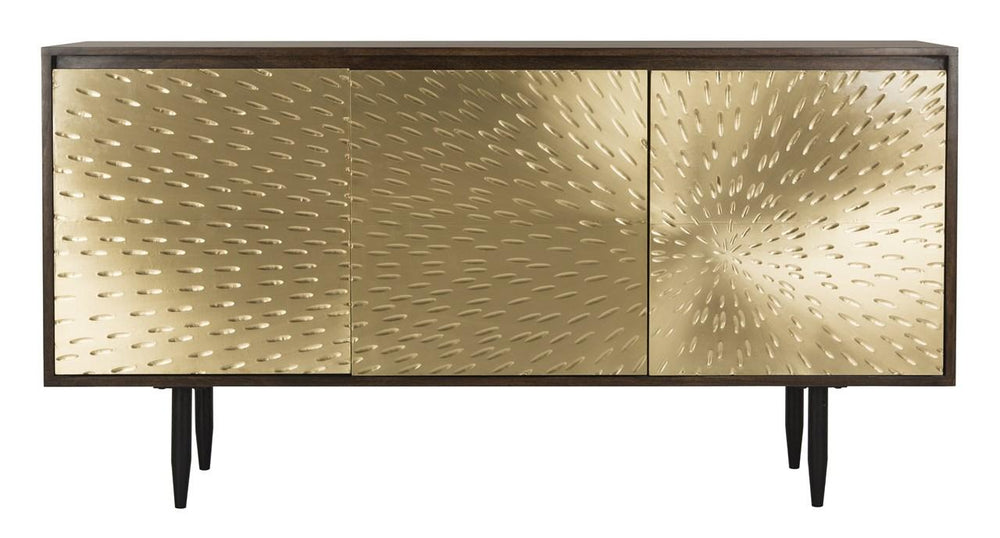 WRONG PRICE Safavieh Eleni Sideboard Brass Dark Brown Wood Mango Metal Couture SFV5530A 889048298965