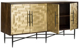 Safavieh Skylar Sideboard Brass Dark Brown Wood Mango Metal Couture SFV5531A 889048298972