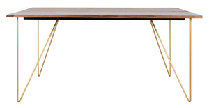 Safavieh Captain Wood Dining Table Walnut / Brass Walnut/Brass SFV5700A 889048571358