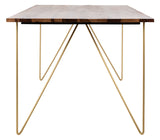 Safavieh Captain Wood Dining Table Walnut / Brass Walnut/Brass SFV5700A 889048571358