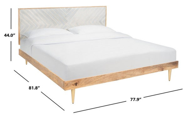 Leni Gold Inlayed Cement Bed Natural / Cement / Brass Wood / Concrete / Brass SFV5714A-Q-3BX