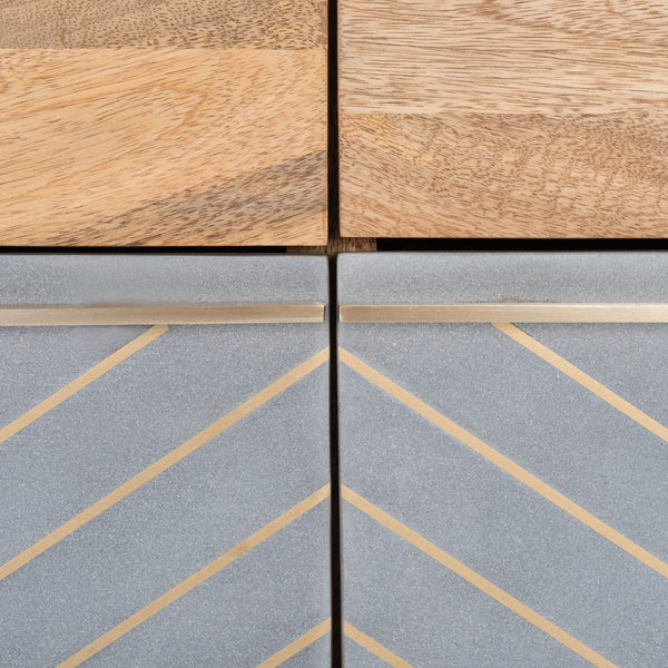 Safavieh Leni 6 Drawer Cement Dresser in Natural, Cement, Brass SFV5715A