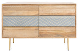 Safavieh Leni 6 Drawer Cement Dresser in Natural, Cement, Brass SFV5715A