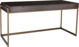 Safavieh Genevieve Writing Desk 3 Drawer Smoked Eucalyptus Brass Stainless Steel Wood Veneer Couture SFV6008A 683726339151