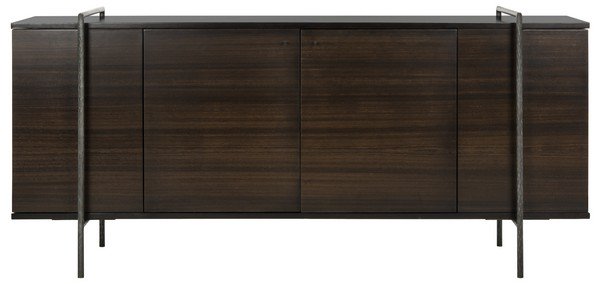 Safavieh Baxton Sideboard Wood Steel Black Nickel Eucalyptus Veneered Natural Couture SFV6029A 889048281035