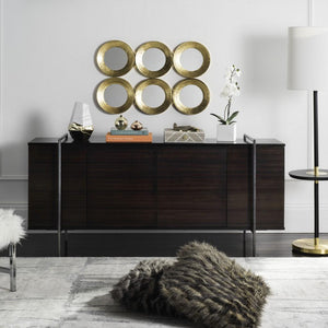 Safavieh Baxton Sideboard Wood Steel Black Nickel Eucalyptus Veneered Natural Couture SFV6029A 889048281035