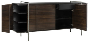 Safavieh Baxton Sideboard Wood Steel Black Nickel Eucalyptus Veneered Natural Couture SFV6029A 889048281035