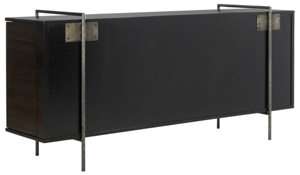 Safavieh Baxton Sideboard Wood Steel Black Nickel Eucalyptus Veneered Natural Couture SFV6029A 889048281035