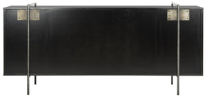 Safavieh Baxton Sideboard Wood Steel Black Nickel Eucalyptus Veneered Natural Couture SFV6029A 889048281035