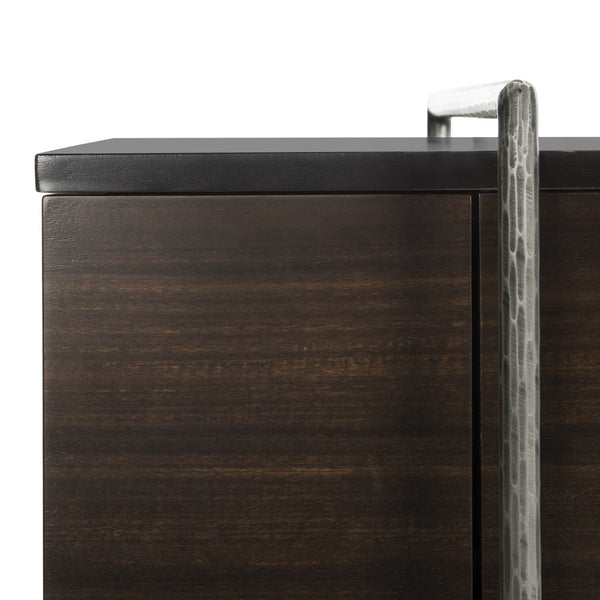 Safavieh Baxton Sideboard Wood Steel Black Nickel Eucalyptus Veneered Natural Couture SFV6029A 889048281035