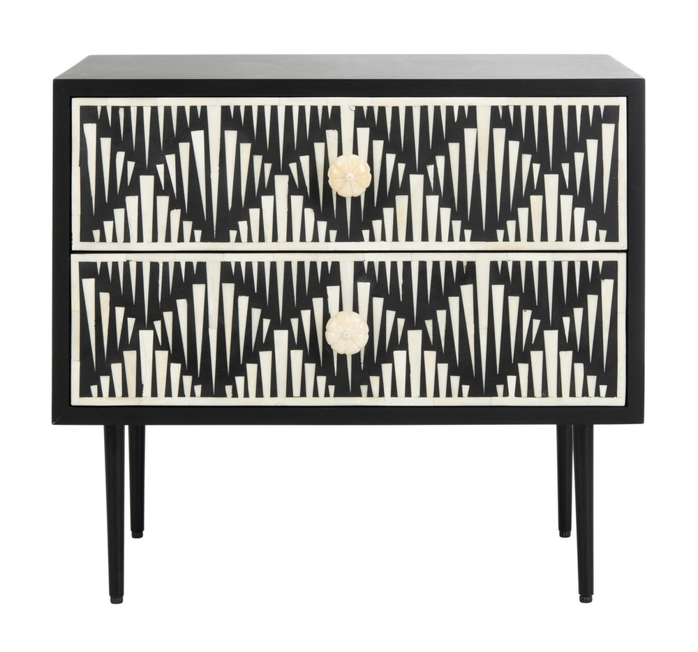Safavieh Tessie Bone Inlay Nightstand in Black Couture SFV6609A