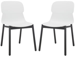 Safavieh Abbie Molded Plastic Dining Chair - Set of 2 White / Black Pp / Metal SFV6900A-SET2