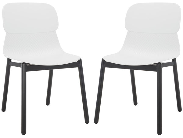 Safavieh Abbie Molded Plastic Dining Chair - Set of 2 White / Black Pp / Metal SFV6900A-SET2