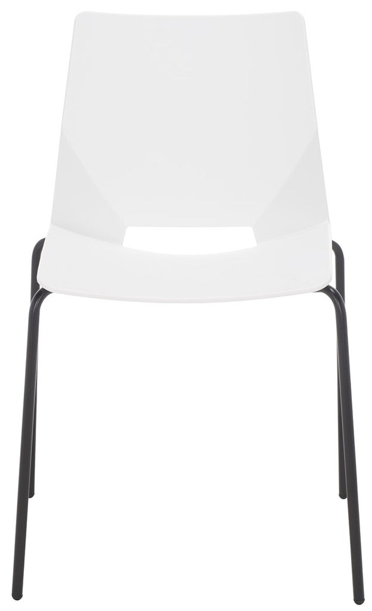 Safavieh Nellie Molded Plastic Dining Chair - Set of 2 White / Black Pp / Metal SFV6904A-SET2