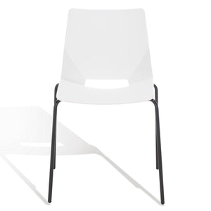 Safavieh Nellie Molded Plastic Dining Chair - Set of 2 White / Black Pp / Metal SFV6904A-SET2