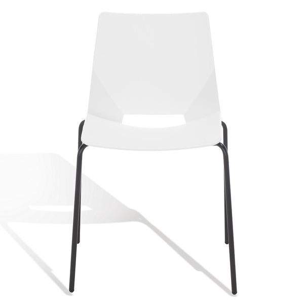 Safavieh Nellie Molded Plastic Dining Chair - Set of 2 White / Black Pp / Metal SFV6904A-SET2