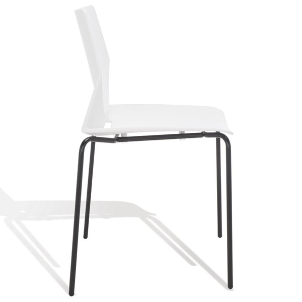 Safavieh Nellie Molded Plastic Dining Chair - Set of 2 White / Black Pp / Metal SFV6904A-SET2