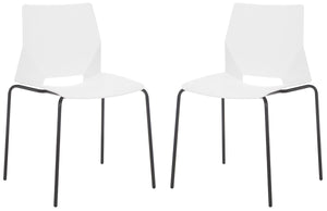 Safavieh Nellie Molded Plastic Dining Chair - Set of 2 White / Black Pp / Metal SFV6904A-SET2