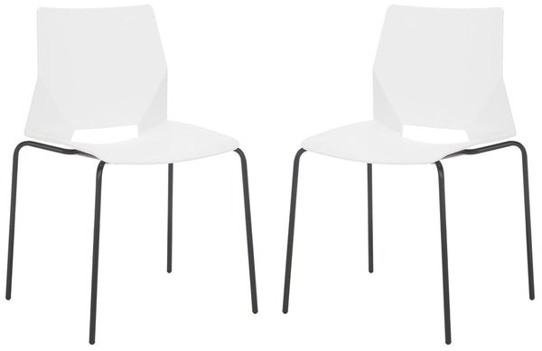 Safavieh Nellie Molded Plastic Dining Chair - Set of 2 White / Black Pp / Metal SFV6904A-SET2