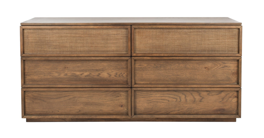 Safavieh Zeus 6 Drawer Wood Dresser Natural Couture SFV7204A 889048625822
