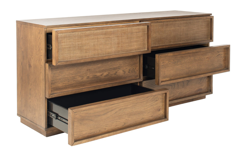 Safavieh Zeus 6 Drawer Wood Dresser Natural Couture SFV7204A 889048625822