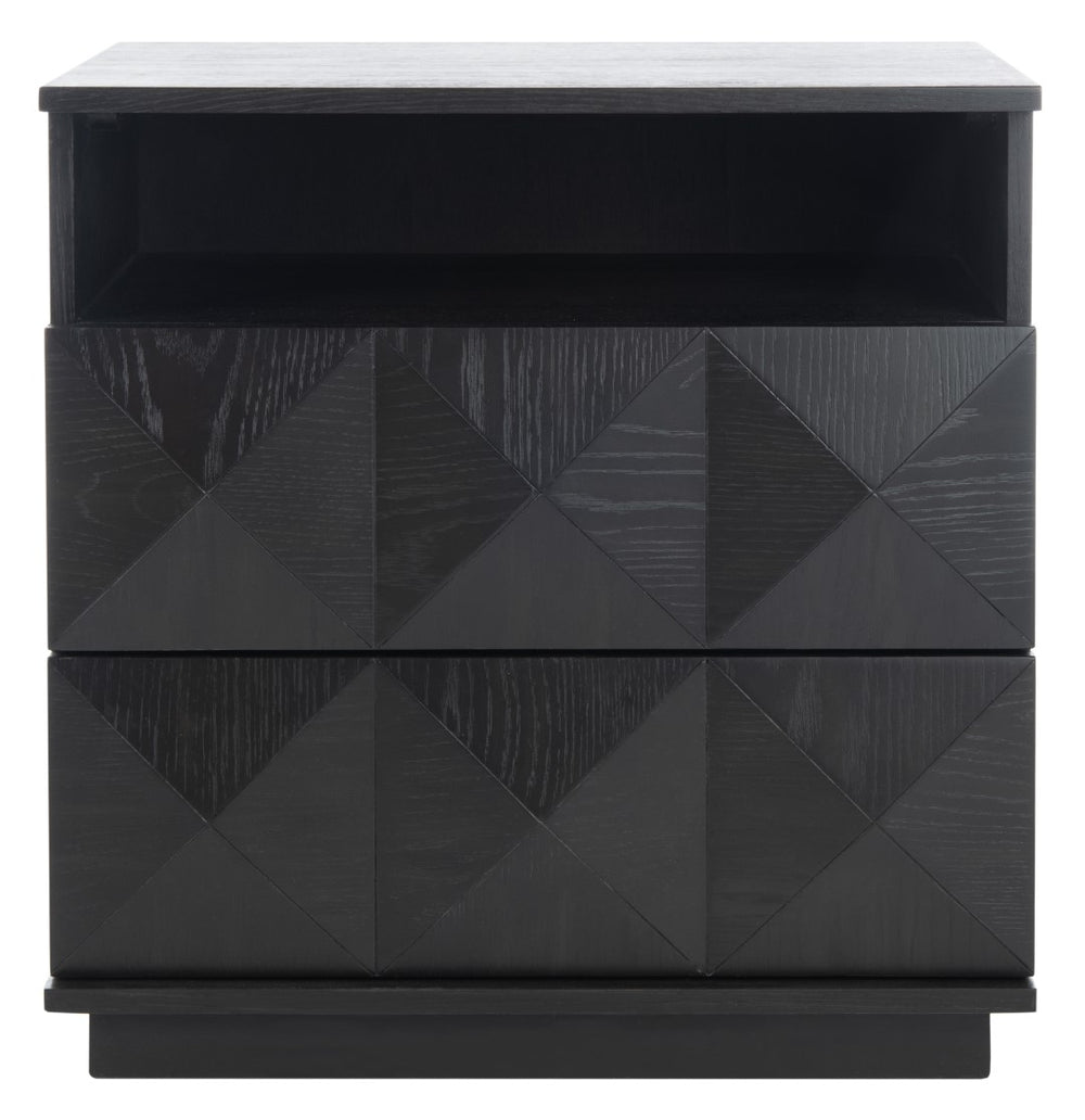 Safavieh Patty 2 Drawer Nightstand Black Couture SFV7207A 889048625853