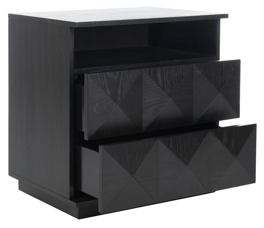 Safavieh Patty 2 Drawer Nightstand Black Couture SFV7207A 889048625853