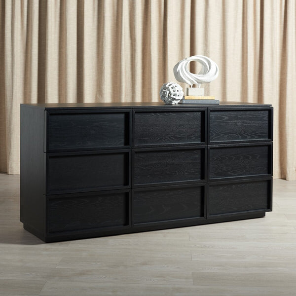 Safavieh Zeus 9 Drawer Dresser Black 72 IN W x 20 IN D x 35 IN H