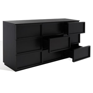 Safavieh Zeus 9 Drawer Dresser Black 72 IN W x 20 IN D x 35 IN H