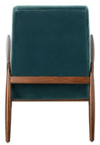 Safavieh Willow Channel Tufted Arm Chair in Dark Teal / Dark Walnut Couture SFV7500A