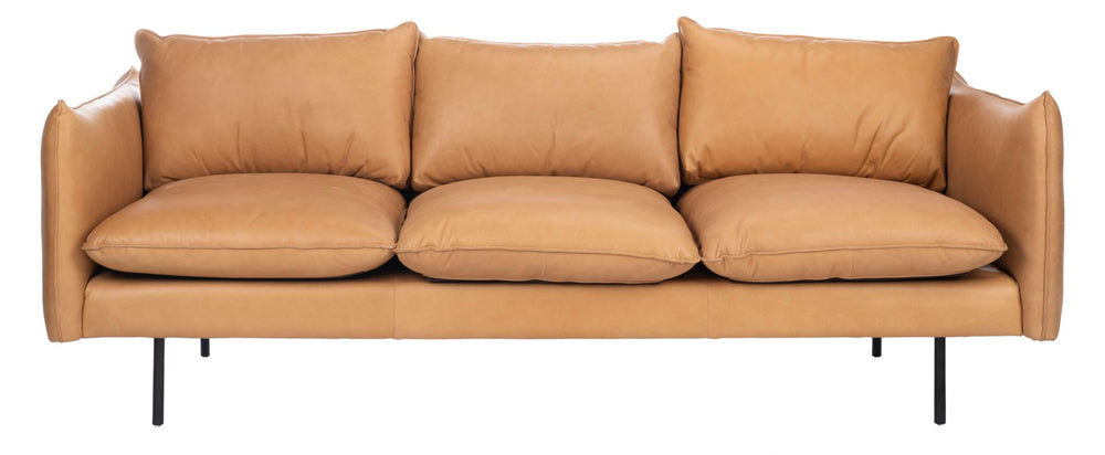 Safavieh Bubba Italian Leather Sofa in Tan Couture SFV7507A