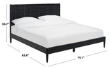 Safavieh Cassity Leather Headboard King Bed Black Wood / Leather SFV8200B-K-2BX