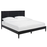 Safavieh Cassity Leather Headboard King Bed Black Wood / Leather SFV8200B-K-2BX