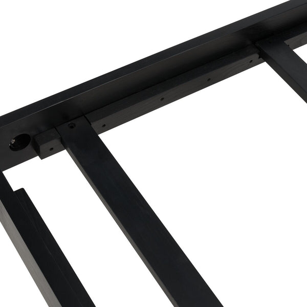 Safavieh Cassity Leather Headboard Queen Bed Black Wood / Leather SFV8200B-Q-2BX