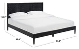 Safavieh Cassity Leather Headboard Queen Bed Black Wood / Leather SFV8200B-Q-2BX