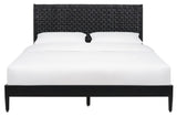 Safavieh Cassity Leather Headboard Queen Bed Black Wood / Leather SFV8200B-Q-2BX