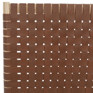 Safavieh Cassity Leather Headboard Queen Bed Brown / Natural Wood / Leather SFV8200C-Q-2BX