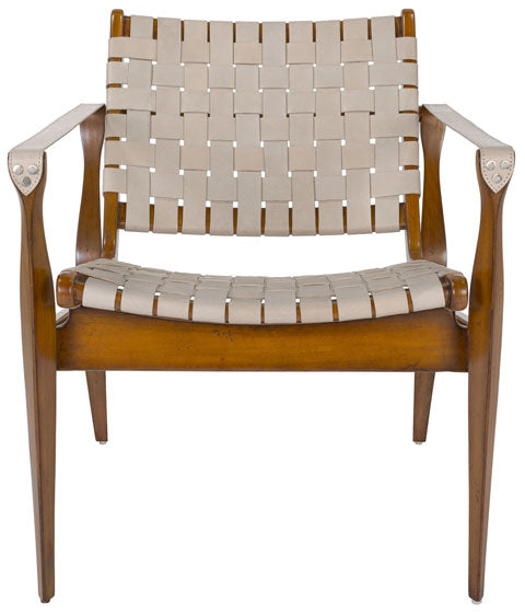Safavieh Dilan Safari Chair Leather Cherry White Light Brown Wood Mahogany Couture SFV9005A 889048003699